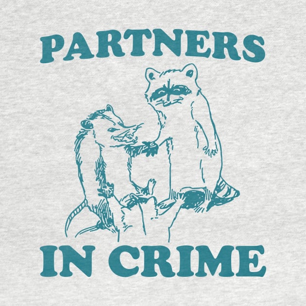 Partners In Crime, Cartoon Meme Top, Raccoon opossum Vintage Cartoon by Y2KERA